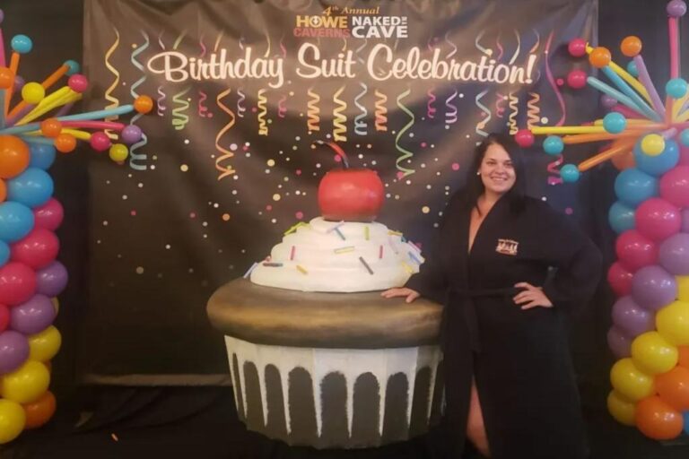 Cheeky nudists strip naked to celebrate body positivity - in a chilly underground cave: 'Very exciting'

